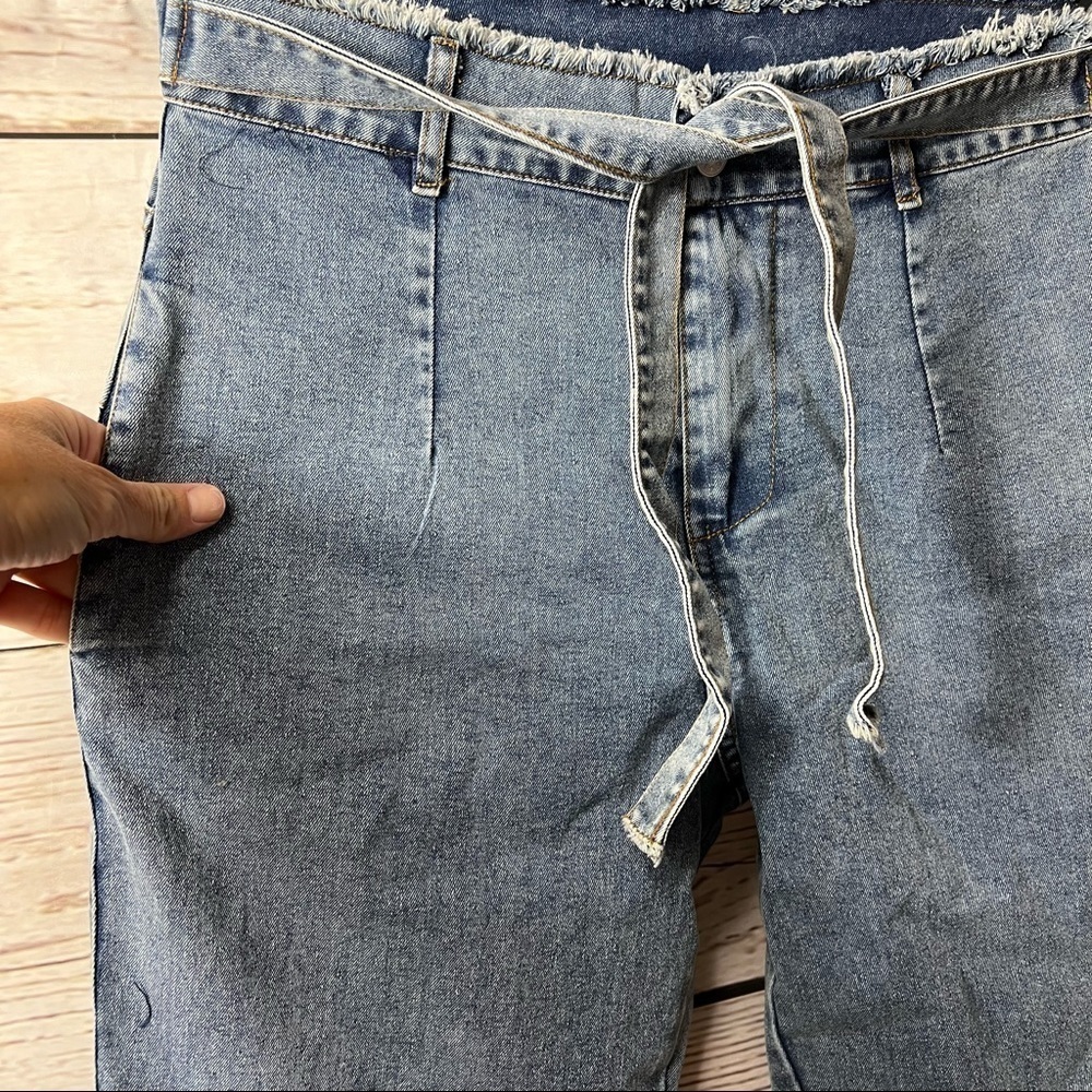 Nwt High Waist Paper Bag Belt Jeans - Picture 5 of 6
